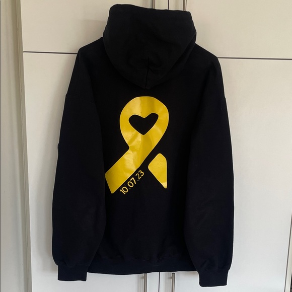 NWOT: BRING THEM HOME NOW Black Hoodie with Yellow Print NEW - Picture 5 of 16